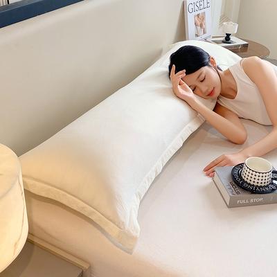 Rare Purchases New Solid Color Washed Double Long Pillowcases, Couple Pillowcases For Cozy Sleep, Soft Cotton Pillowcases, Decorative beige 48x100cm