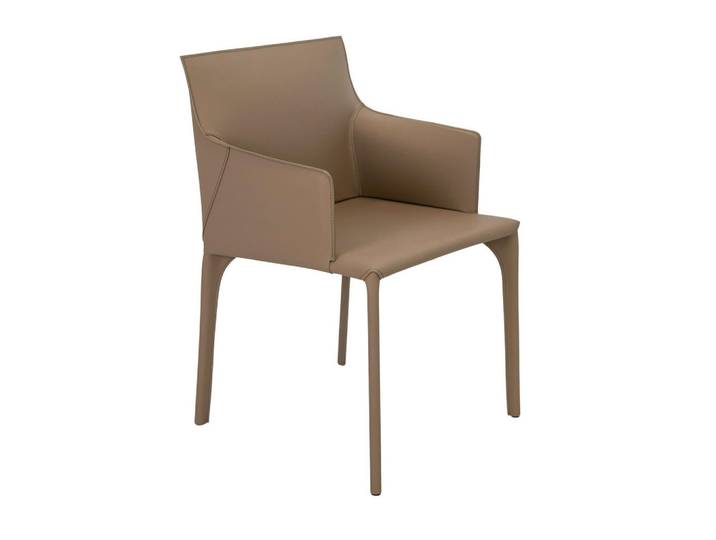 Angel Cerda Stuhl Stuhl aus nerzfarbenem regeneriertem Leder 53/56/83 cm, Taupe, Metall, Mode, Füllung: Polyurethan (PUR),Polyurethan (PUR),Polyurethan (Pur), Quadratisch,Freiform, 53x83x56 cm, Esszimmer, Stühle, Armlehnstühle