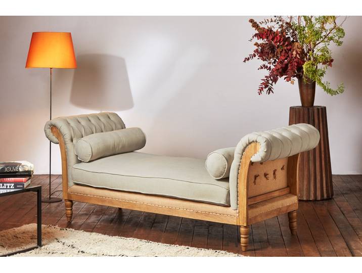 Banquette 2 places en lin et coton amande Montaigu