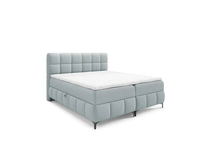 Home Collective Boxspringbett mit Stauraum und Topper 180x200 cm Hellblau, 180x200 cm, Schlafzimmer, Betten, Boxspringbetten