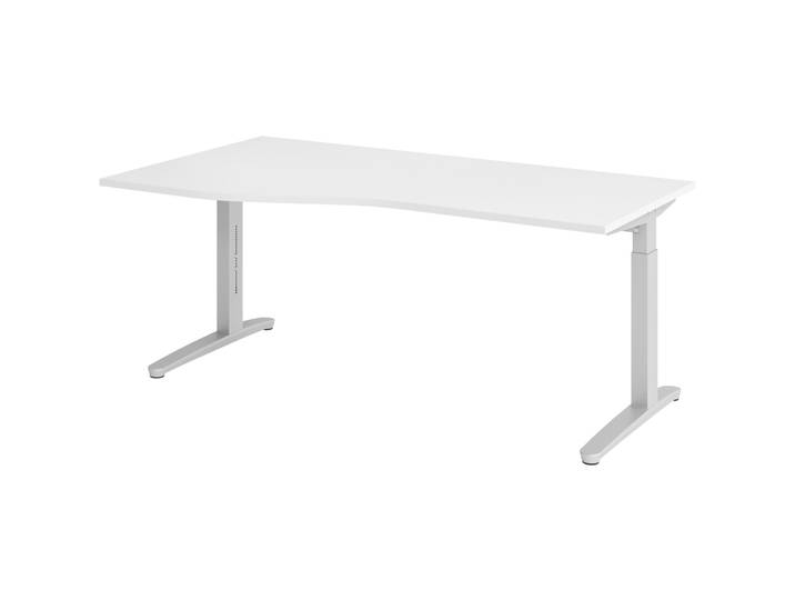 Schreibtisch Office Weiss manuelle Höhenverstellung 180 x 100 cm - Farbe: weiss/silber - Schreibtisch