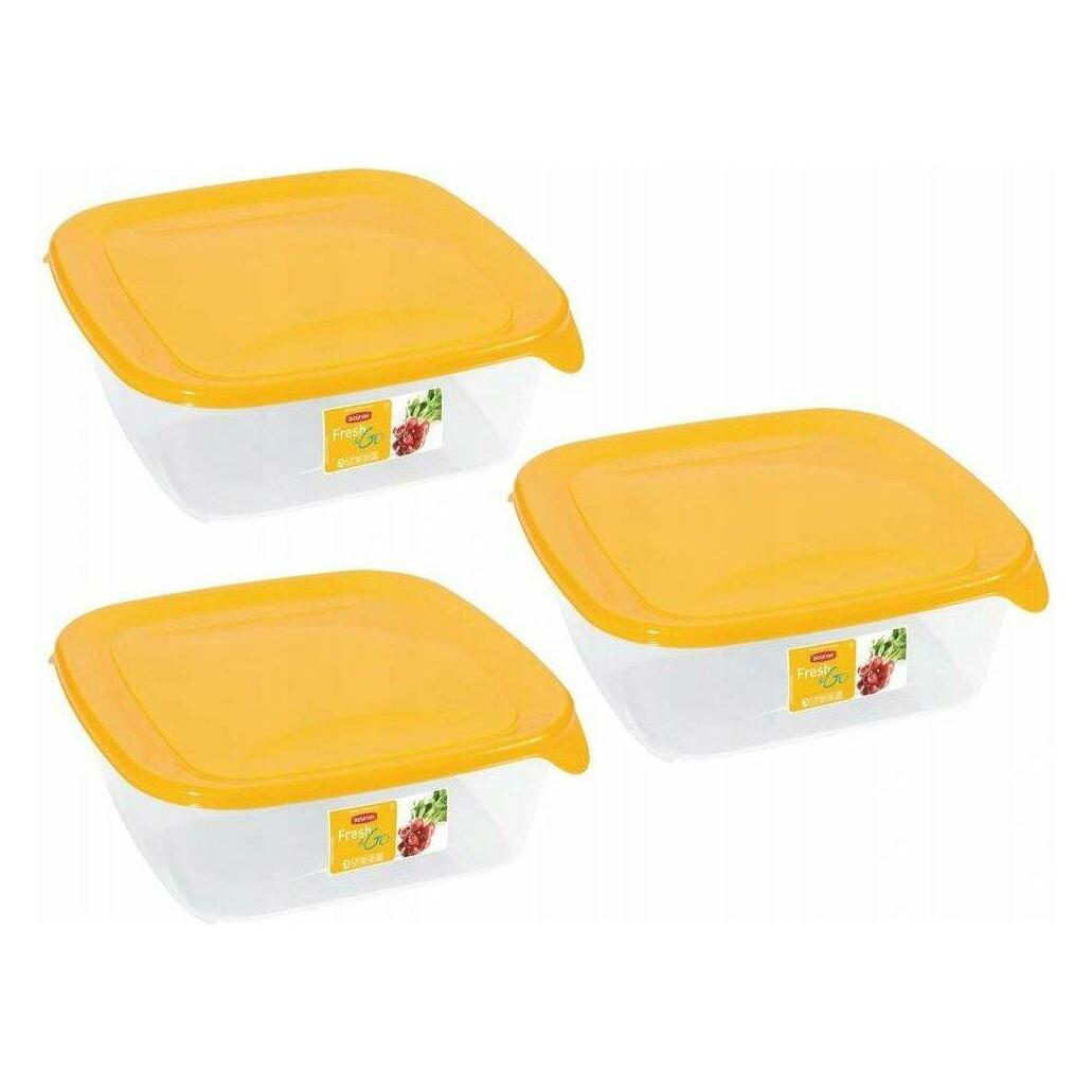 Curver Fresh&Go Quadratische Behälter-Set 3x0,8L /Gelb/Transparent (0.80 l) (0808559007)