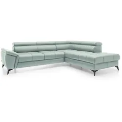 Ecksofa Mocca Leder Grün Mint