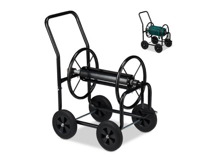 Relaxdays Schlauchwagen Metall schwarz