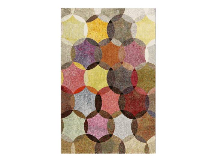 Tapis motif cercles vintage nuances vives pour salon, chambre 170x120