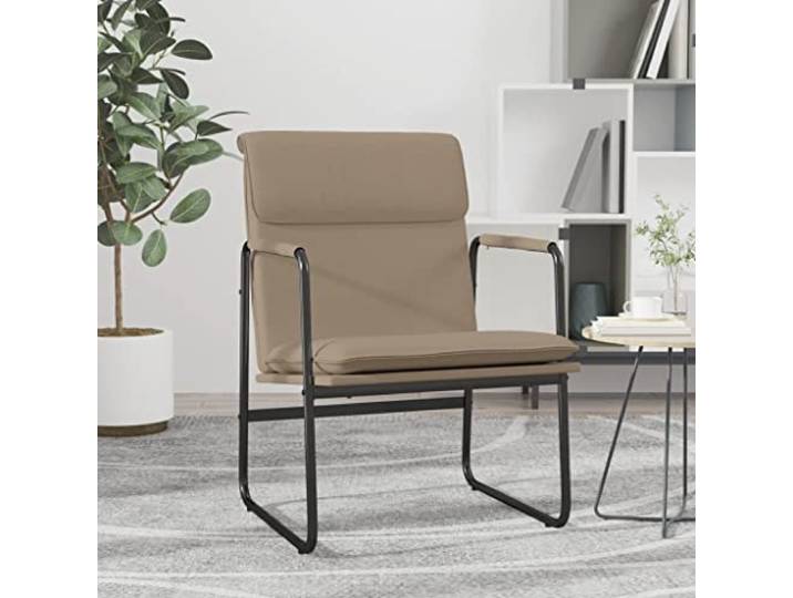 Loungesessel Cappuccino-Braun 55x64x80 cm Kunstleder mit Metallgestell Schmutzabweisend, rutschfeste O-Form Beine, pflegeleichte Oberfläche, bequeme Polsterung