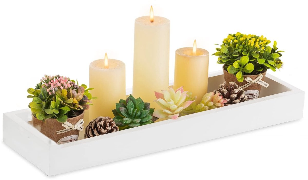 Dailygoody Decoratief dienblad voor eettafel en woonkamer - Wit