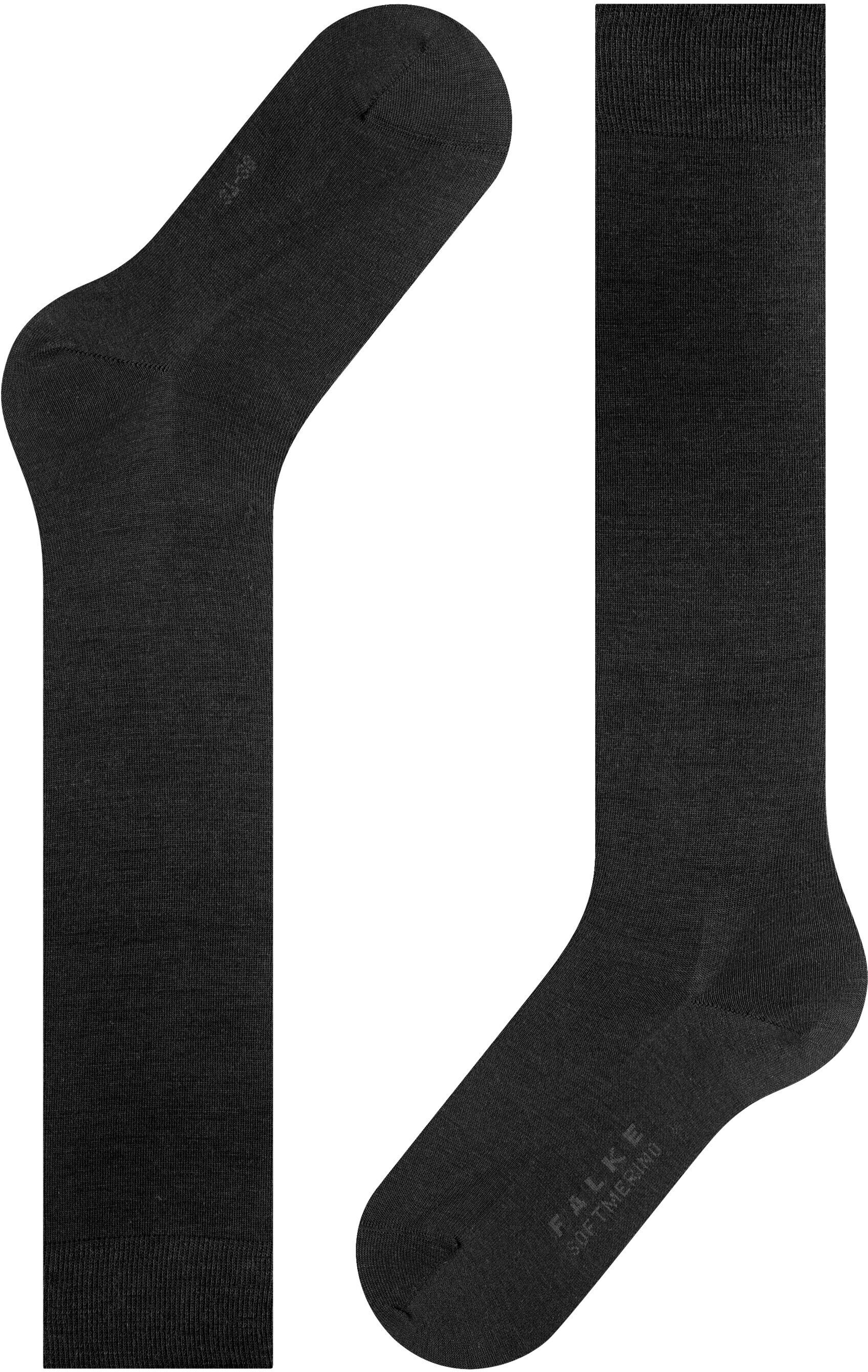 Kniestrümpfe FALKE "Softmerino", Damen, Gr. 39-40, Sockengrösse, schwarz, Materialmix, unifarben, Socken Kniestrümpfe, mit feinem Maschenbild, atmungsaktiv, temperaturausgleichend schwarz 39-40, Sockengrösse