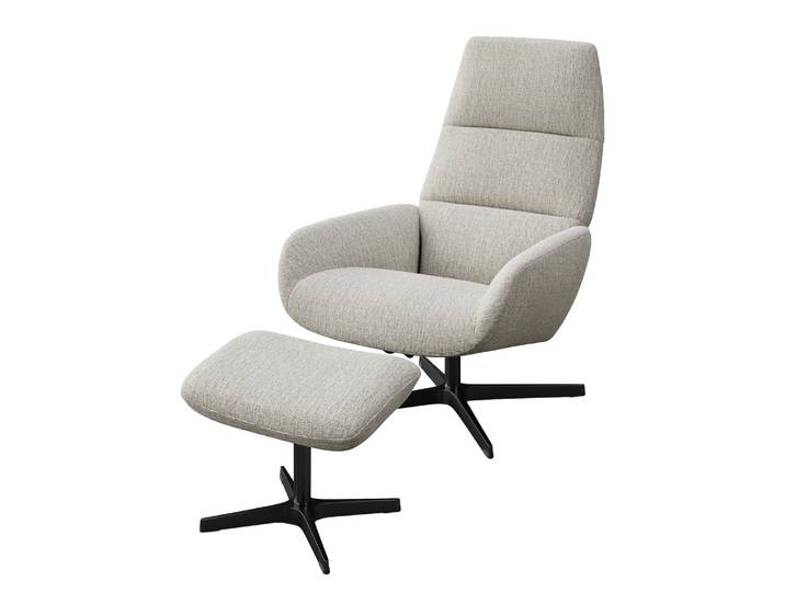home24 Relaxfauteuil Turami grijs/lichtgrijs geweven stof 71 x 110 x 80cm