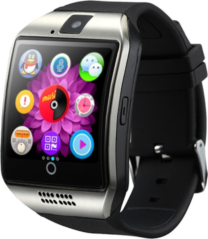 Bluetooth Smartwatch Q18 voor heren met touchscreen, simkaart en camera, zilver