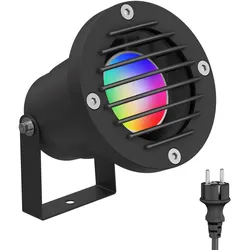 ledscom.de LED Gartenstrahler DUK, Gitter für außen, schwarz, IP65, inkl. Smart Home RGBW GU10 LED Lampe 473lm