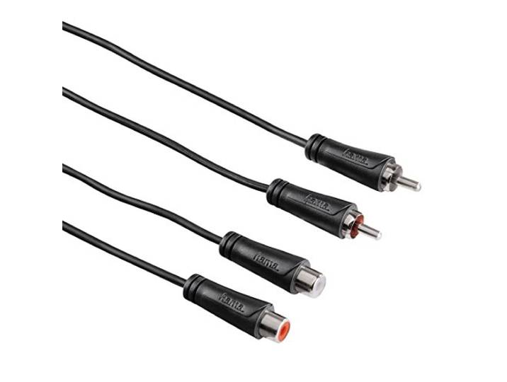 Hama Audio-verlenging, 2 cinch-stekker, 2 cinch-aansluiting, 3 m