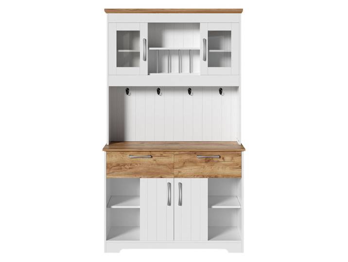 Lvhom Buffet 106/39/176,5 cm Küchenbuffet,Küchenschrank 2 Schubladen,Weiß, Holz, 106x176.5x39 cm, Esszimmer, Anrichten, Buffetschränke