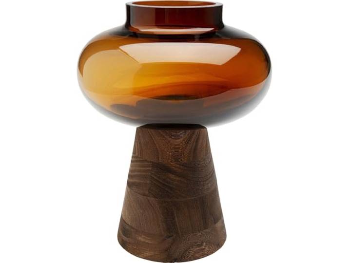 Kare Design vaas Earthy, bruin, 21 cm, glas, bloemenvaas, decoratie, handgemaakt, pot voor bloemen