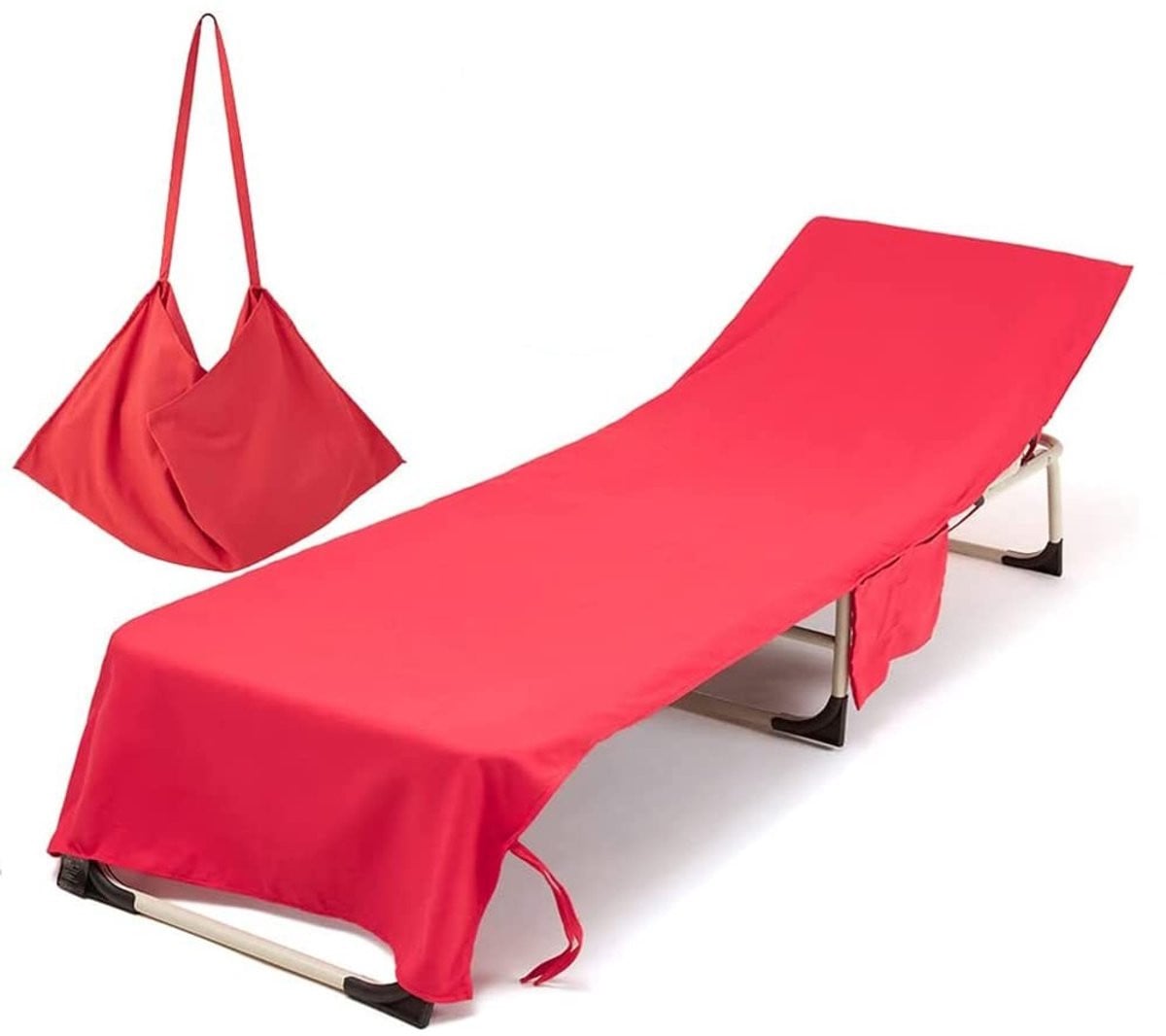 Omgoods Microfiber Strandlaken met Zak voor Zonbedden