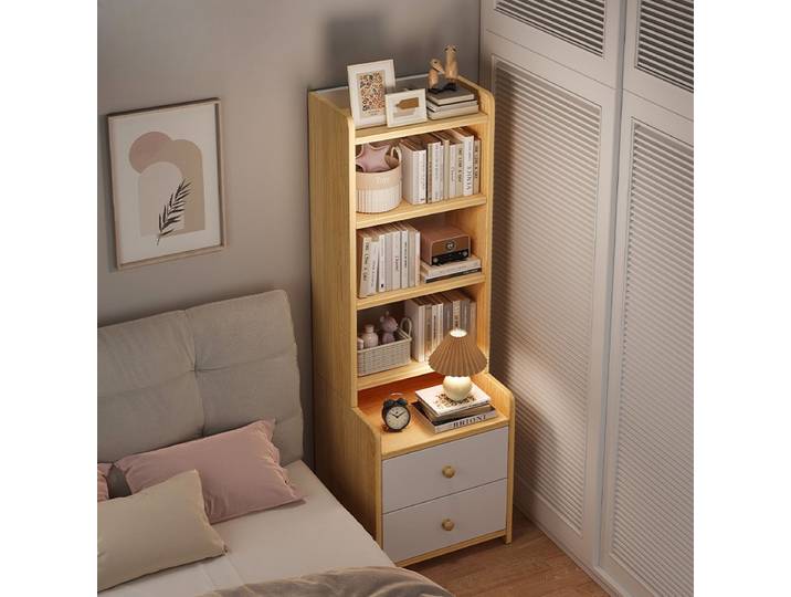 Table de chevet haut de gamme, style nordique, avec rangement surélevé, armoire multifonctionnelle, petite bibliothèque