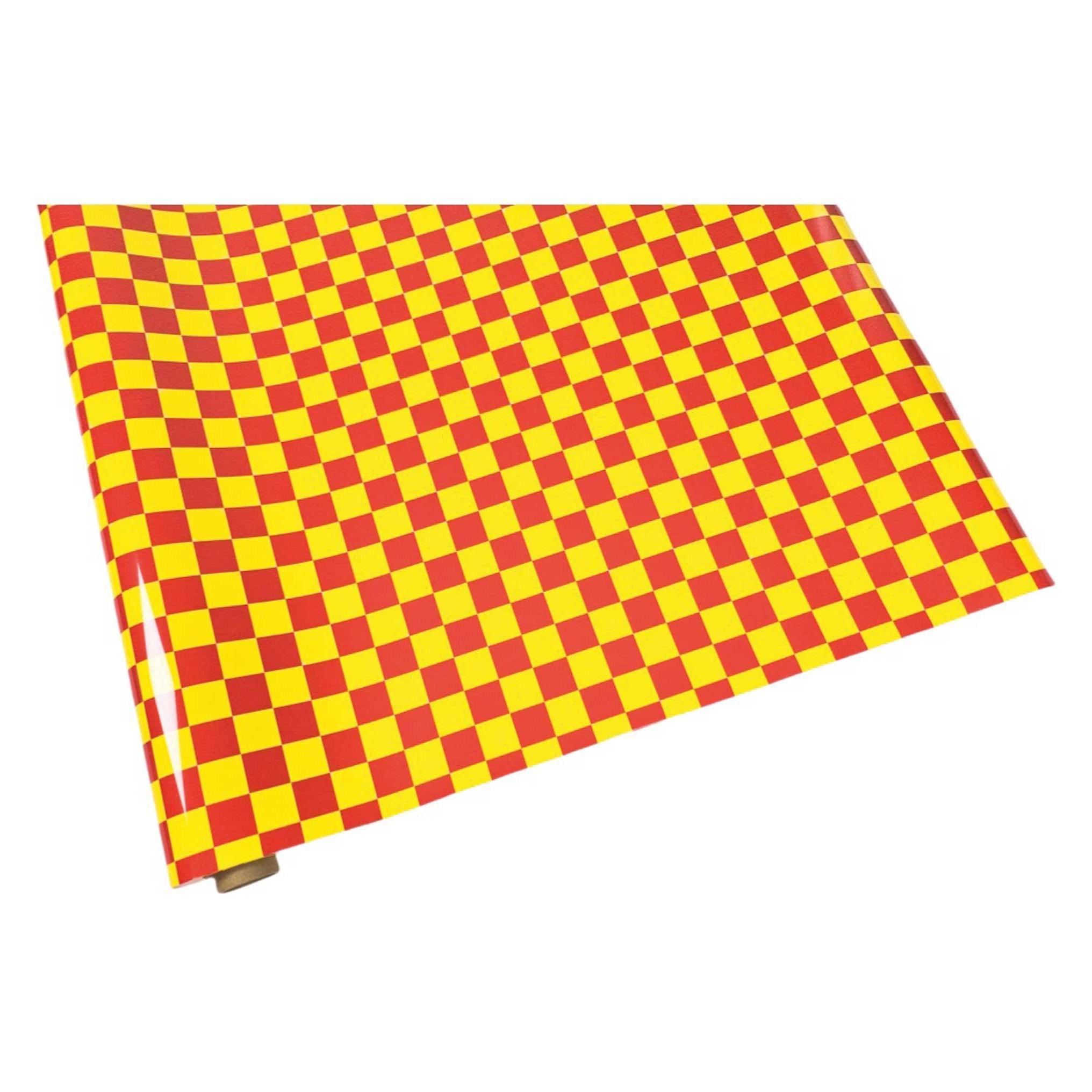 Planet-Hobby Bügelfolie Rot / Gelb Grid (2x2cm) 2 Meter (FL-023-3-2m)