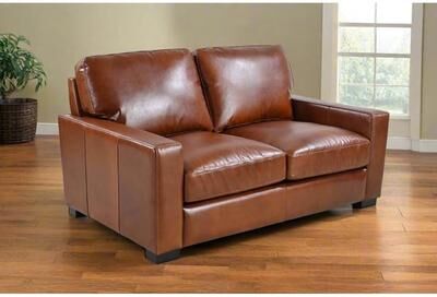 Crafters and Weavers Claudette Top Grain Leather Love Seat - Chestnut