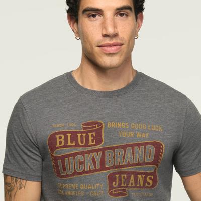 Lucky Brand Lucky Jeans Tee - Men's Clothing Tops Shirts Tee Graphic T Shirts in Raven, Size S