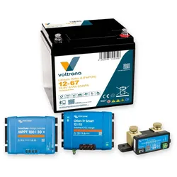 Voltrana Komplettpaket 12,8V 67Ah Lithium LiFePO4 + Victron MPPT 100/30, Orion 18A & SmartShunt