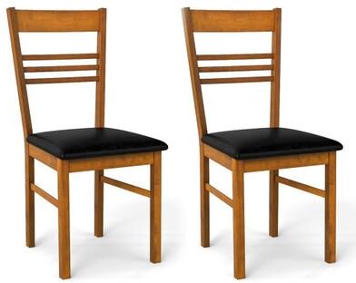 Costway Wood Dining Chairs Set of 2 with Rubber Wood Frame-Walnut