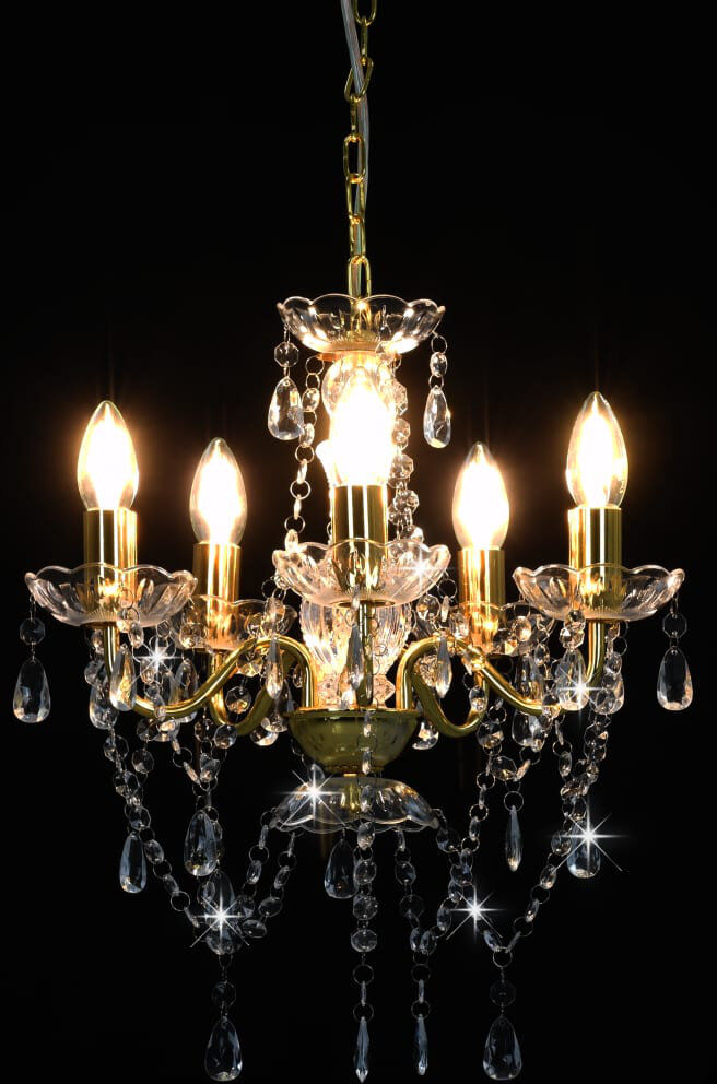 Rosdorf Park Alta 5 - Light Silver Chandelier Pendant Golden/Transparent 45cm H X 80cm W X 80cm D
