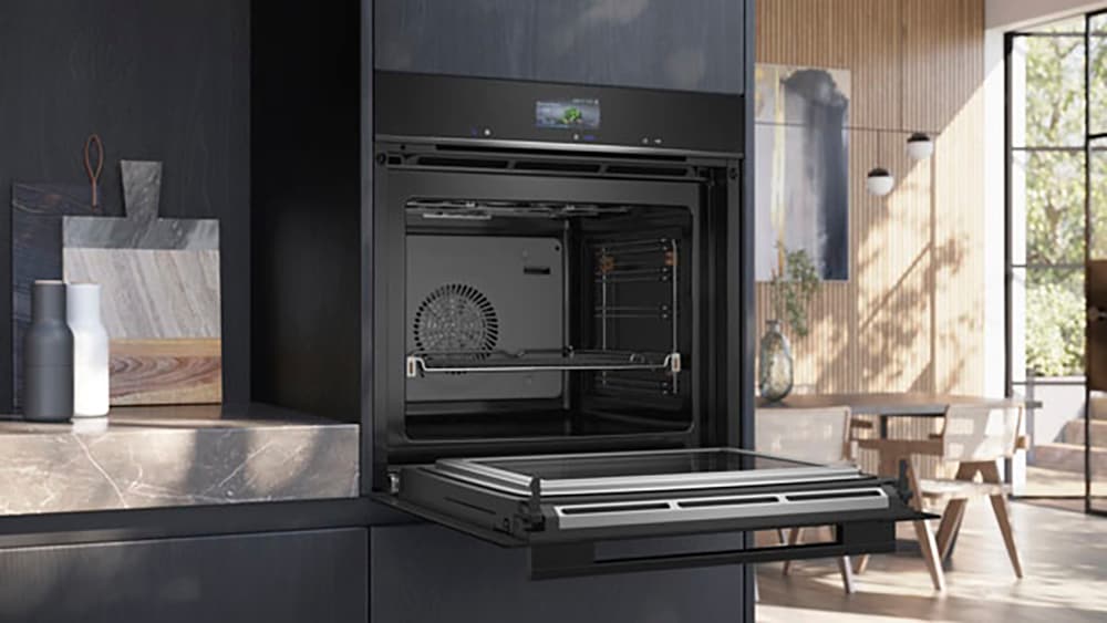 Siemens Backofen mit Mikrowelle "HM736GAB1", schwarz, B:59,4cm H:59,5cm T:54,8cm, Backöfen, Intelligenter Backofen dank Assistent mit Sprachsteuerung, Backofen mit Mikrowelle