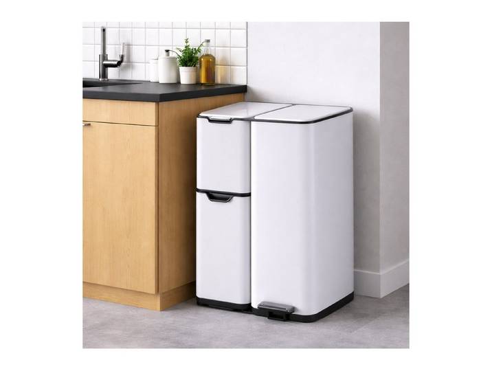 HTI-Living Mülleimer Mülltrennsystem Jannik 60 Liter Weiß, 3 in 1