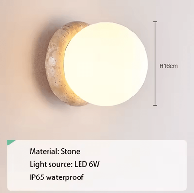Inspire Curations Wabi Sabi Yellow Travertine LED Wall Light wall Lamp cold Light 6000k