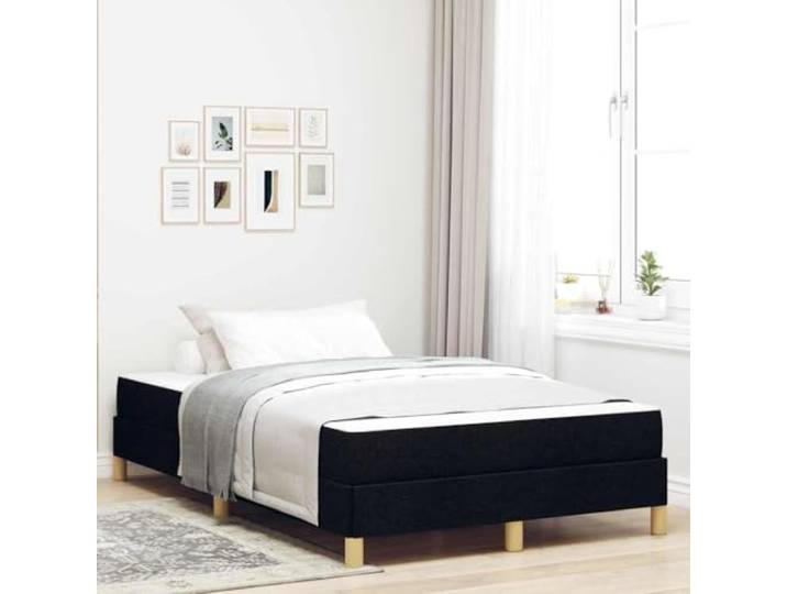 YUOTYRKTEJRSG Stoffbezug Modernes Design Boxspringbett Schwarz 120 x 200 cm Boxspringbett mit Matratze 120x200 cm Schwarz Stoff Doppelbett mit Bettkasten LED Federkernbox Modernes Polsterbett mit