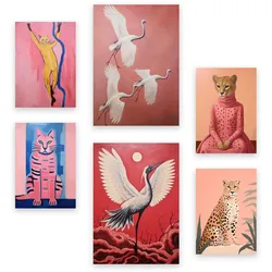 POSTER Set Mit 6 Charmante Kreatur In Vielseitiger Stil A3 & A4 Rahmenlos