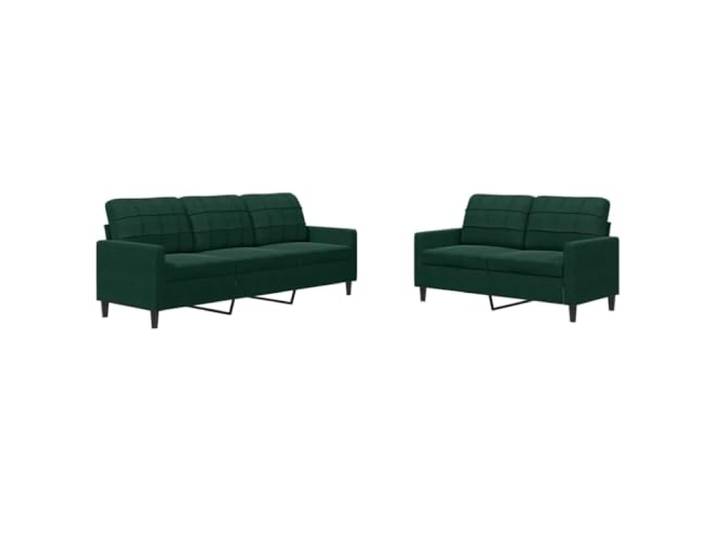 KUTYWEXFM 2-TLG. Sofagarnitur Dunkelgrün Samt 2-Sitzer und 3-Sitzer Sofa Elegantes Couches-Set aus weichem Samtstoff mit stabilem Metallgestell für Wohnzimmer und Büro.