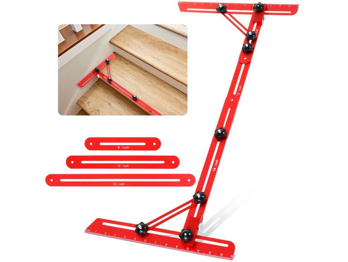Outil de modèle de bande de roulement d'escalier en alliage d'aluminium, Flexible, réglage facile, jauge d'escalier pour escaliers, rehausseurs, étagères, cloisons