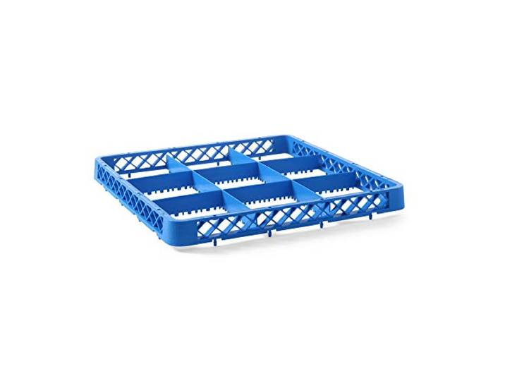 HENDI Spülkorb, Aufsatz für Geschirrspülkorbb, Spülmaschinenkorb, Gläserkorb, für Gläser und Tassen, 25 Fächer, Polypropylen, 500x500x(H)45mm, blau, 12 Stück