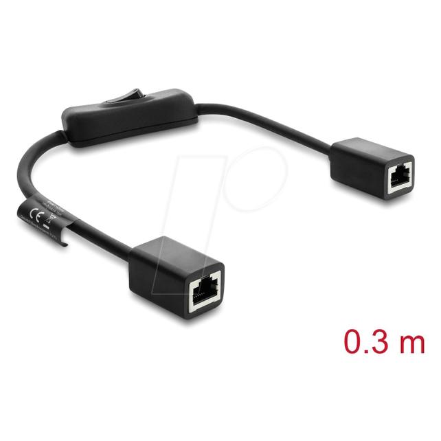 Delock RJ45 Kabel Buchse zu Buchse mit Schalter Cat.6 F/UTP (F/UTP, CAT6, 0.30 m) (81565)