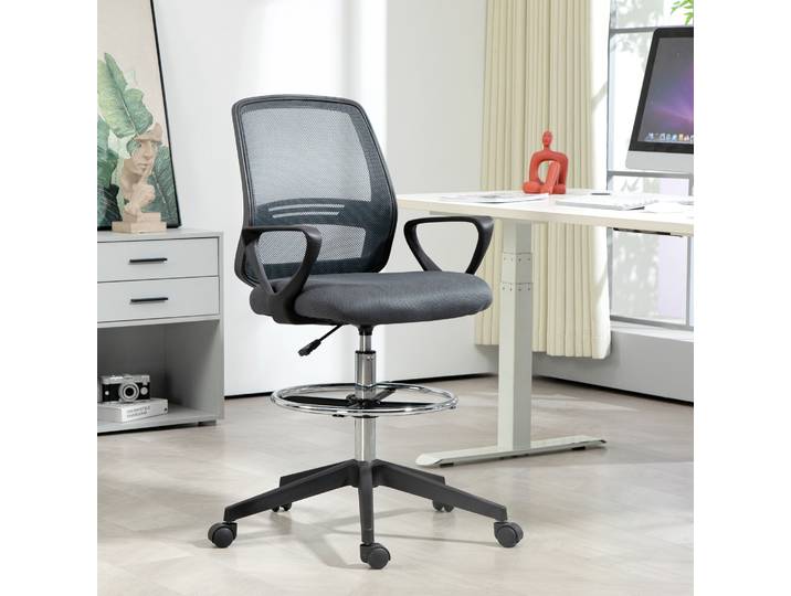 Vinsetto Chaise Bureau Ergonomique Tissu Mesh Gris Réglable