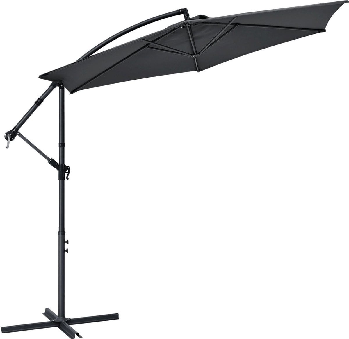 Juskys Brazil zweefparasol met zwengelstandaard, 350 cm, donkergrijs