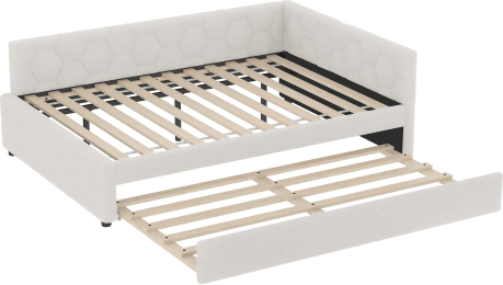 Daybett 140x200cm ohne Matratze Weiss Tagesbett Schlafsofa Bett Nachttischlampe Multifunktionalem Ausziehbett USB-Anschluss Typ-C Komfort Vliesimitat