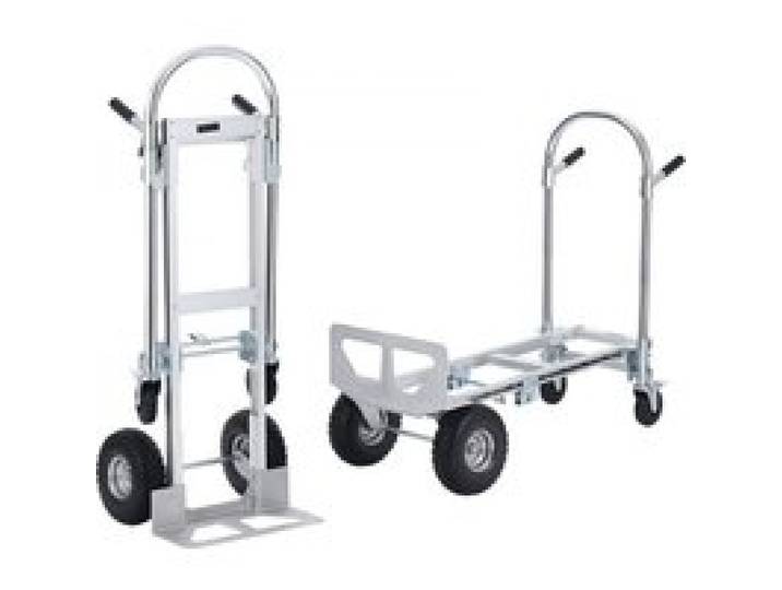 VEVOR Diable Pliant en Aluminium 2-en-1 Diable Chariot de Déménagement de Manutention Charge 454 kg Diable Convertible en Chariot à Plate-forme Roues Caoutchouc PU pour Transport Entrepôt Marchandises