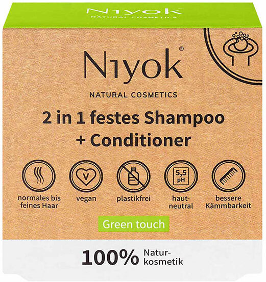 80g Niyok 2 in 1 festes Shampoo + Conditioner - Green touch