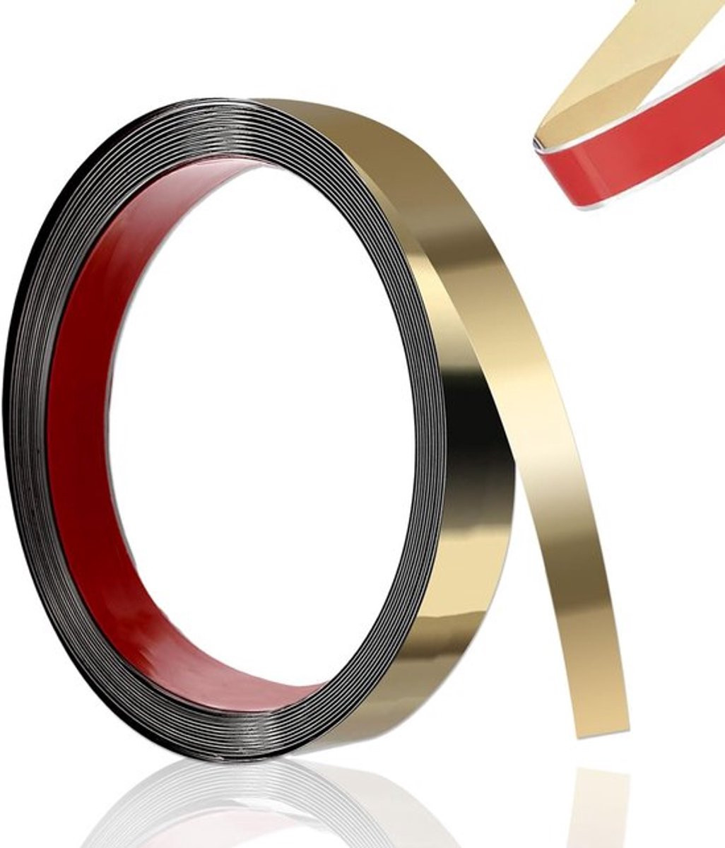 Wandlijst Goud Decoratieve Strips van Roestvrij Staal - Zelfklevende Mouldings - Breedte: 2 cm, Lengte: 5 m
