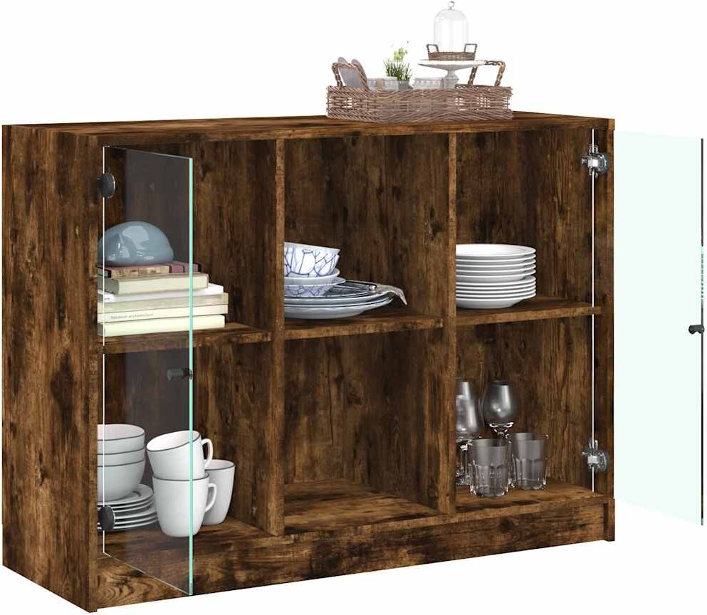 vidaXL Buffet chêne fumé 102x37x75,5 cm bois d'ingénierie