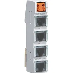 Hager ZZ12LMN04A LMN-Modul mit 4x RJ12-Buchsen, aktiv für Spannungsversorgung 12V, Breite 1 PLE