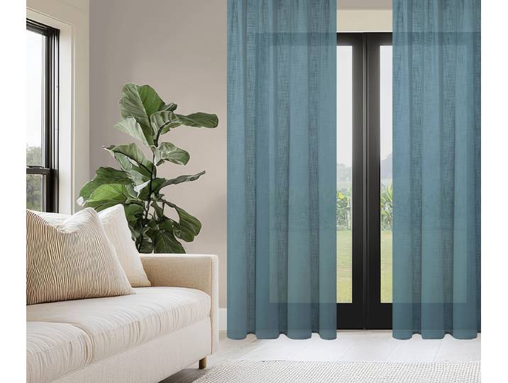 Rideau prêt à poser Softy 140 x 225cm Bleu/Bleu Gris