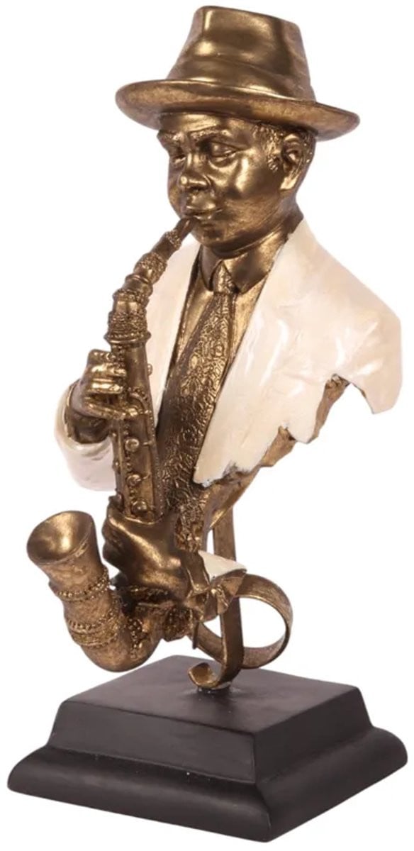 Residencia Interieur Beeld Saxofonist Goud - Luxe Jazz Muzikant Decoratie voor op tafel