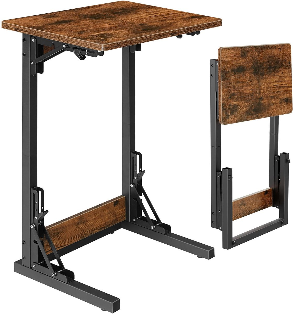 Unyqoos Multifunctionele C-vormige Bijzettafel voor Woonkamer en Slaapkamer, Opvouwbaar en Draagbaar Design