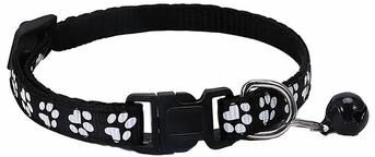 Inspired Living PawPrint Bell Pet Collar For Cats & Small Dogs Adjustable Colorful Safety Collar black