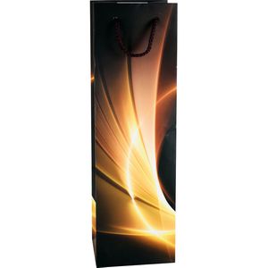 TSI Geschenktüte Business Light, Flaschentüte, 12 x 36cm, schwarz / gold