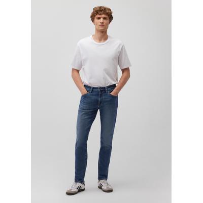 Röhrenjeans MAVI "JAMES", Herren, Gr. 34, Lang, blau (mid brushed ultra move), Stoff, 83% Baumwolle, 16% Polyester, 1% Elasthan, skinny fit lang, Jeans, Slim Skinny Jeans