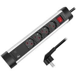 LogiLink Steckdosenleiste 4-fach mit USB-A & USB-C Schnellladefunktion, 1,5 m Kabel